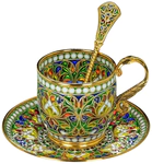 Coffee cup and saucer "Golden flower" with hot enamels