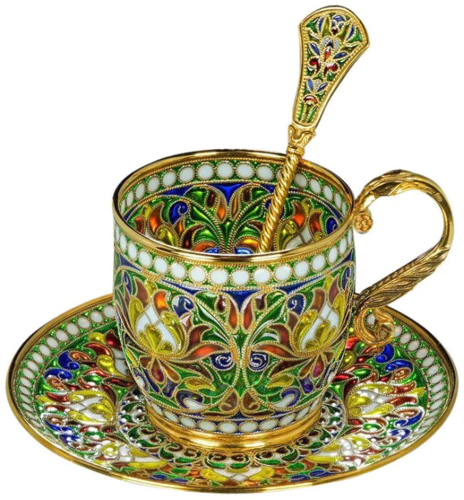 Coffee cup and saucer "Golden flower" with hot enamels