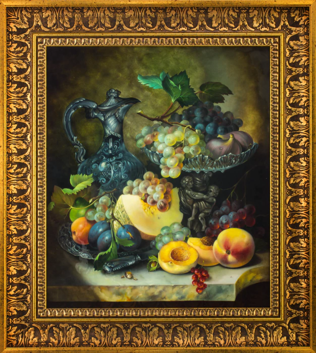 Oil painting "Still Life", large with mother of pearl