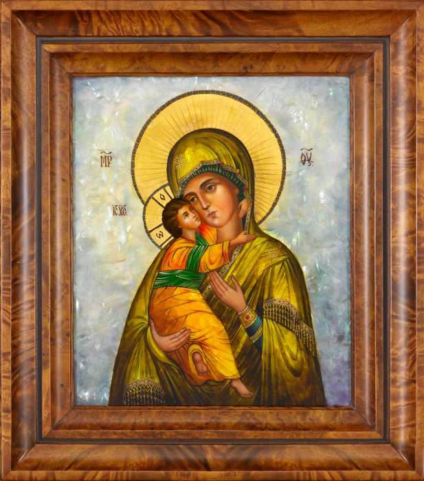 Icon of the Mother of Vladimir with Mother of pearl