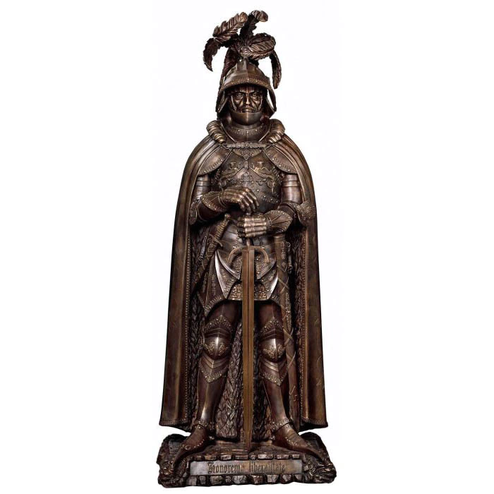 The author's bronze sculpture "Knight" is large