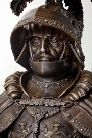 The author's bronze sculpture "Knight" is large