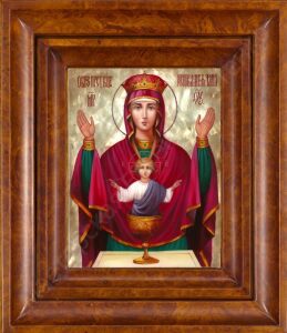 Icon of the Mother of God "Inexhaustible Chalice" with mother of pearl