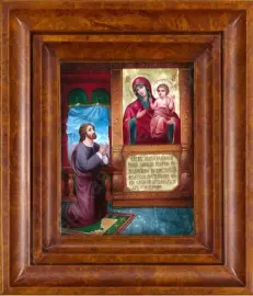 Икона Божией Матери "Нечаянная радость" с перламутром