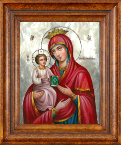 Icon of the Mother of God "Troeruchitsa" with mother of pearl