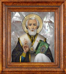 Icon of St. Nicholas the Wonderworker with mother of pearl