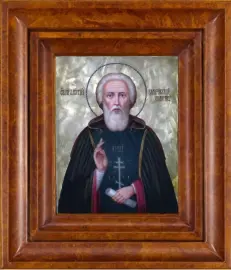 Икона "Святой Сергий Радонежский" с перламутром