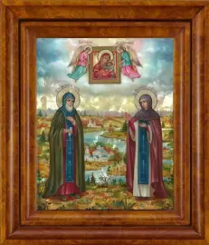 Икона "Петр и Феврония" с перламутром Икона "Петр и Феврония" с перламутром