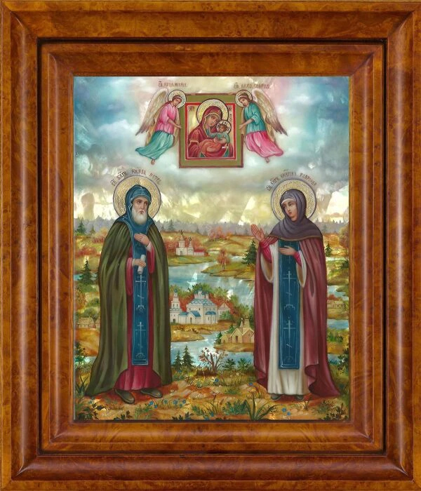 Peter and Fevronia icon with mother of pearl