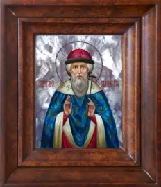 Икона "Святой Вадим Персидский" с перламутром