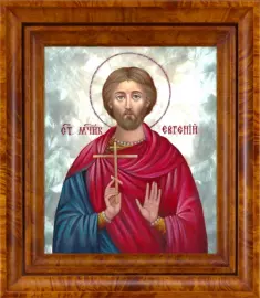 Икона "Святой Мученик Евгений" с перламутром