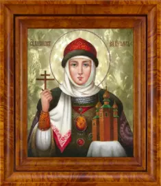Икона "Святая Равноапостольная Ольга" с перламутром