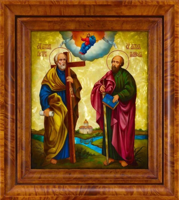 Icon of the Holy Apostles Peter and Paul with mother of pearl