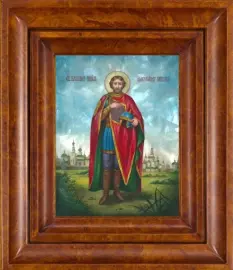 Икона "Святой Александр Невский" с перламутром