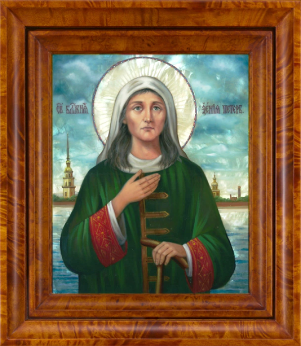 Icon "Xenia of St. Petersburg" with mother of pearl