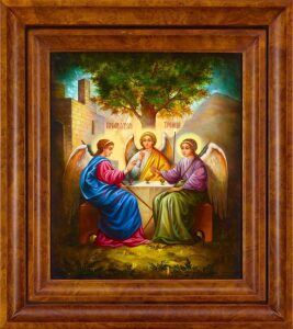 Icon of the Holy Trinity with mother of pearl