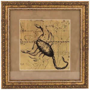 Painting on gold leaf "Zodiac sign Scorpio" Beige velvet