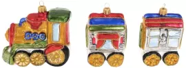 Set of Christmas tree toys "Steam locomotive and two wagons" No. 2 Enamel