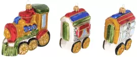 Set of Christmas tree toys "Steam locomotive and two wagons" No. 2 Enamel