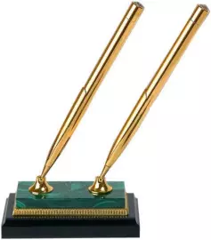 Подставка под ручки двойная из малахита