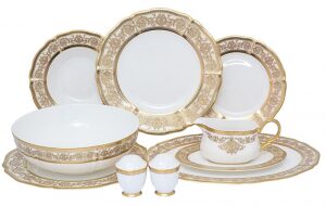 Столовый сервиз Prouna Golden Romance Cream Gold, 25 предметов