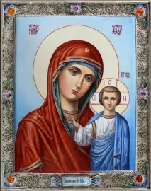 Икона "Богоматерь Казанская" из серебра