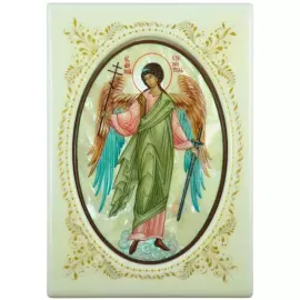 Mother-of-pearl icon "Guardian Angel" in a white frame