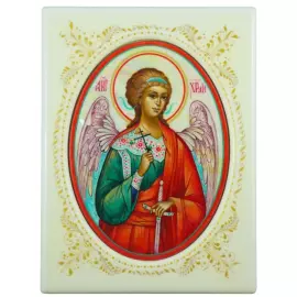 Mother-of-pearl icon "Guardian Angel" in a white frame