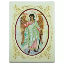 Mother-of-pearl icon "Guardian Angel" in a white frame