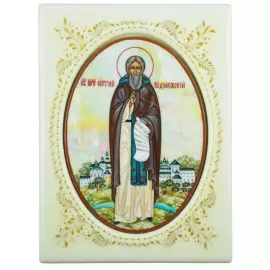 Икона с перламутром "Сергий Радонежский" в белой раме