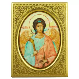 Mother-of-pearl icon "Guardian Angel" in a gold frame
