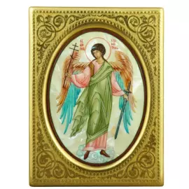 Mother-of-pearl icon "Guardian Angel" in a gold frame