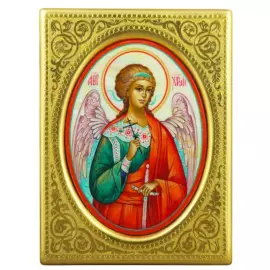 Mother-of-pearl icon "Guardian Angel" in a gold frame