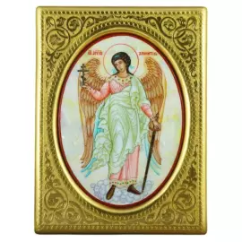 Mother-of-pearl icon "Guardian Angel" in a gold frame