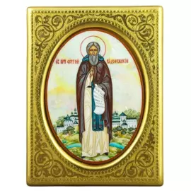 Икона с перламутром "Сергий Радонежский" в золотой раме