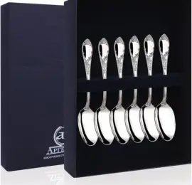 Набор из 6 серебряных кофейных ложек "Престиж" Набор из 6 серебряных кофейных ложек "Престиж"