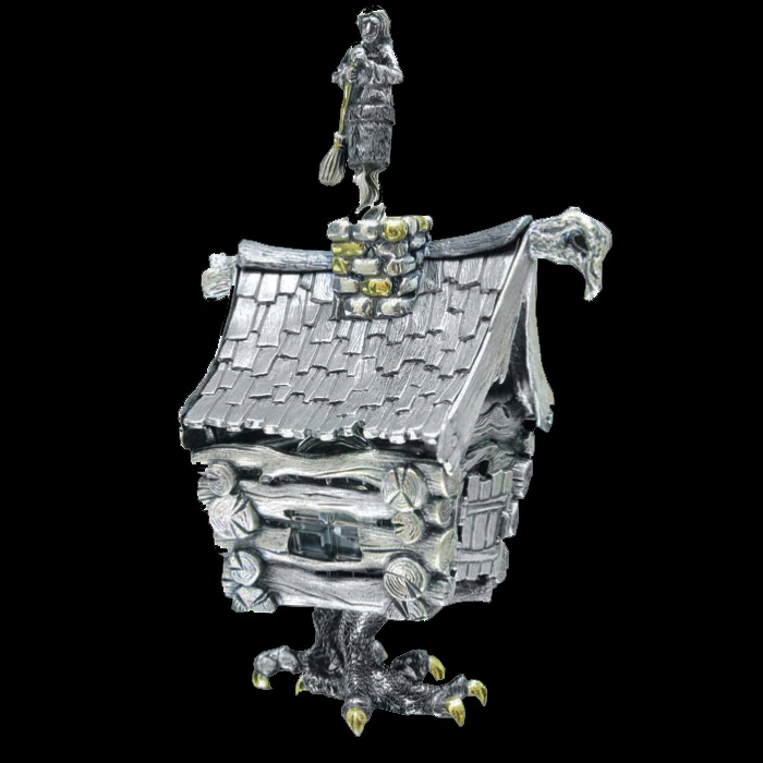 Silver salt shaker "Hut on chicken legs" with a spoon