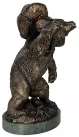 Авторская скульптура из бронзы "Медведь с грибом"