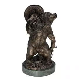 Авторская скульптура из бронзы "Медведь с грибом"