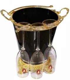 Набор для шампанского: бокалы и ведерко для льда, на 6 персон