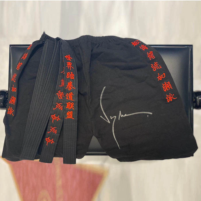 A copy of the shorts from the movie "Blood Sport" signed by actor Jean-Claude Van Damme