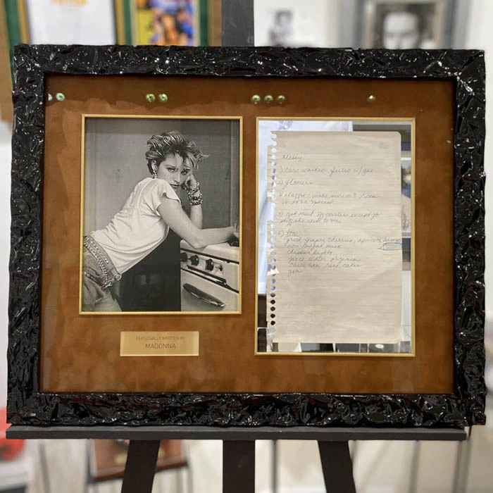 Madonna's own handwritten notes