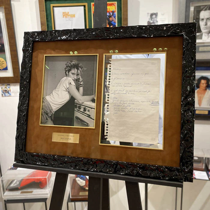 Madonna's own handwritten notes