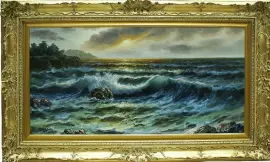 Картина "Буря" в рамке золотого цвета