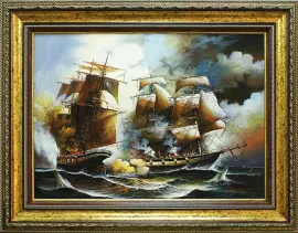 Картина в раме "Морское сражение"