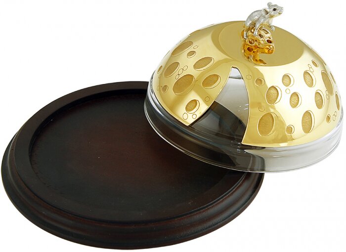 Cheese bowl "Mouse" on a wooden stand