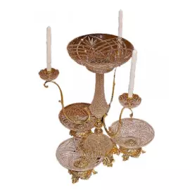 A menagerie vase with candlesticks