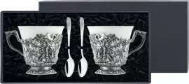 Silver-plated tea set "Boar" with blackening, in a case