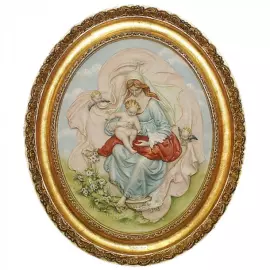 Bas-relief "Madonna with angels and doves"