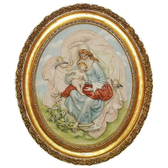 Bas-relief "Madonna with angels and doves"